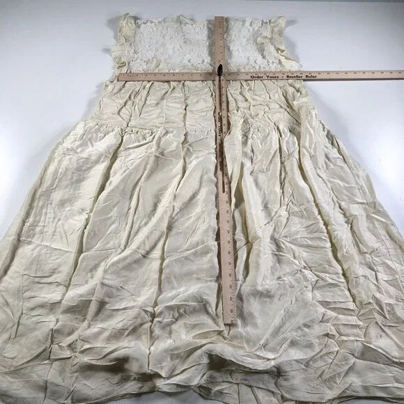 Vintage Sonia Rykiel Lingerie Nightgown Womens Large Cream Colored Lace Peplum - Picture 8 of 10